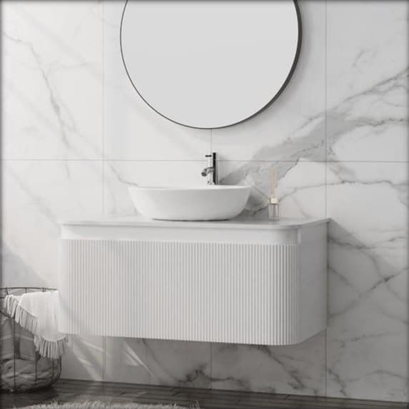 Mobilier Vermont 100, alb riflat, cu blat